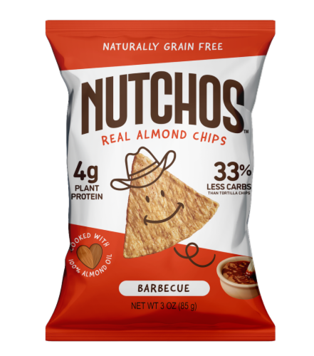 Nutchos Barbeque Real Almond Chips Perspective: front