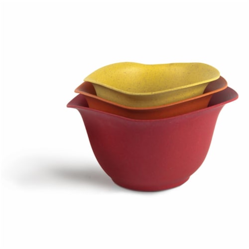Ecosmart Purlast 2, 3, & 4 qt. Bamboo & Plastic Classic Mixing Bowl Set Perspective: front