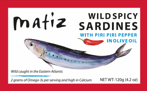 Matiz Spicy Wild Sardines with Chili Peppers in Olive Oil Perspective: front