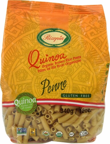 Rizopia Quinoa Organic Brown Rice Penne Perspective: front