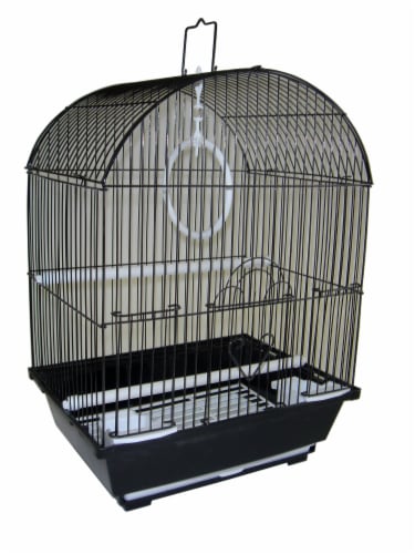 YML A1304BLK Round Top Style Small Parakeet Cage, 11 x 9 x 16 Perspective: front