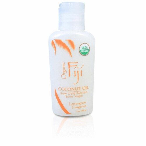 Organic Fiji 833884000190 3 oz Raw Oil Cold Pressed Coconut Oil, Lemongrass Tangerine Perspective: front