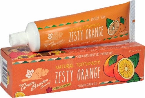 Green Beaver  Natural Toothpaste   Zesty Orange Perspective: front
