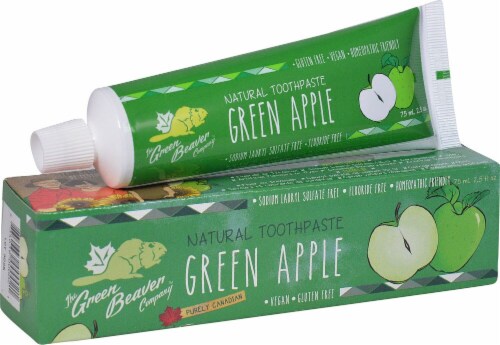 Green Beaver  Natural Toothpaste   Green Apple Perspective: front