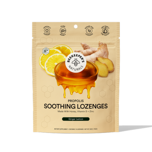 BeeKeeper's Naturals Propolis Soothing Lemon Ginger Lozenges Perspective: front