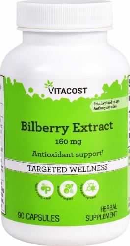 Vitacost Bilberry Extract Antioxidant Support Capsules 160mg Perspective: front