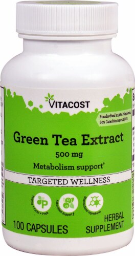Vitacost Green Tea Extract Capsules 500mg Perspective: front