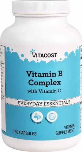 Vitacost Vitamin B Complex With Vitamin C Everyday Essentials Capsules Perspective: front