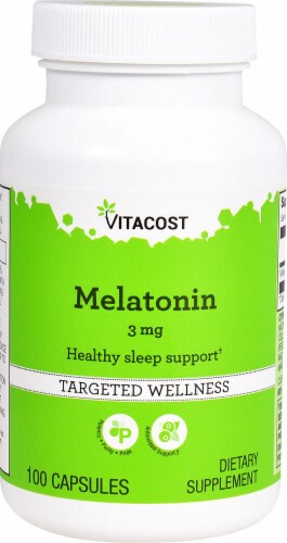 Vitacost Melatonin Targeted Wellness Capsules 3mg Perspective: front