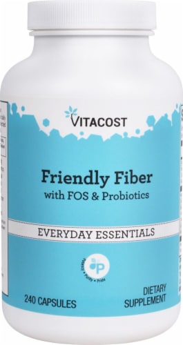 Vitacost Friendly Fiber with FOS & Probiotics Everyday Essentials Capsules Perspective: front