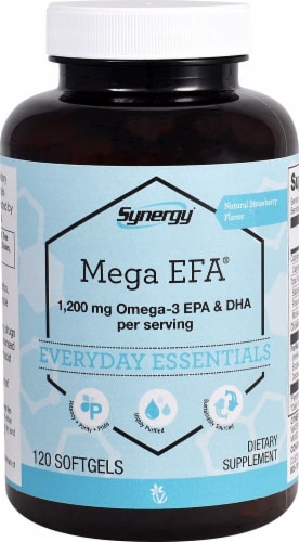 Vitacost Synergy Mega EFA Omega-3 EPA & DHA Softgels 1200mg Perspective: front