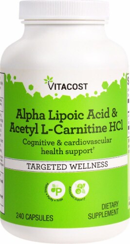 Vitacost Alpha Lipoic Acid & Acetyl L-Carnitine HCl Targeted Wellness Capsules Perspective: front