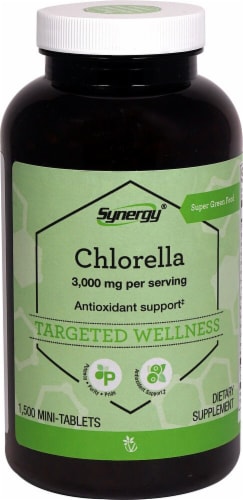 Vitacost Synergy Chlorella Super Green Food Mini Tablets Perspective: front