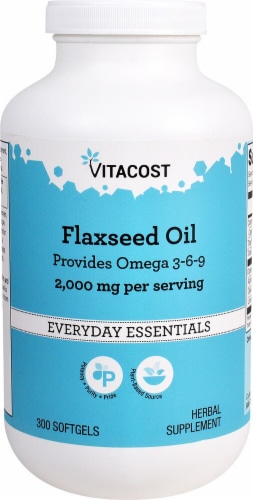Vitacost Flaxseed Oil Softgels Perspective: front