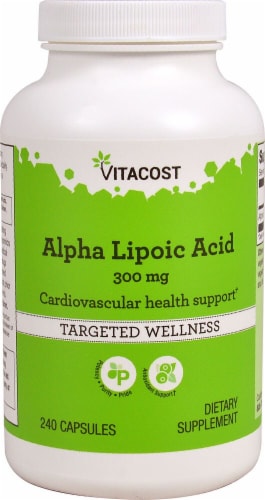 Vitacost Alpha Lipoic Acid Targeted Wellness Capsules 300mg Perspective: front
