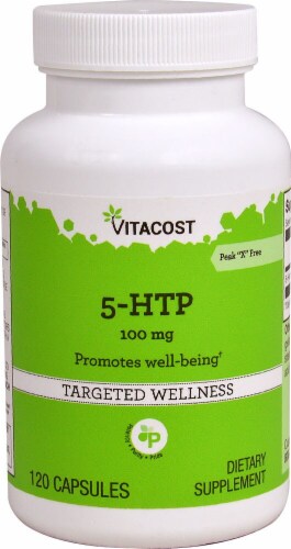 Vitacost 5-HTP 100mg Capsules Perspective: front