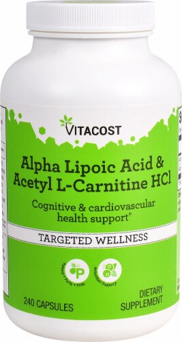 Vitacost  Alpha Lipoic Acid & Acetyl L-Carnitine HCl Targeted Wellness Capsules Perspective: front