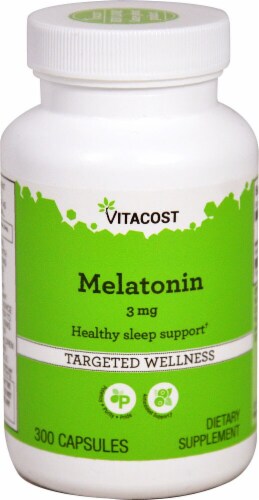 Vitacost Melatonin Targeted Wellness Capsules 3mg Perspective: front