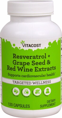 Vitacost Resveratrol + Grape Seed & Red Wine Extract Capsules Perspective: front