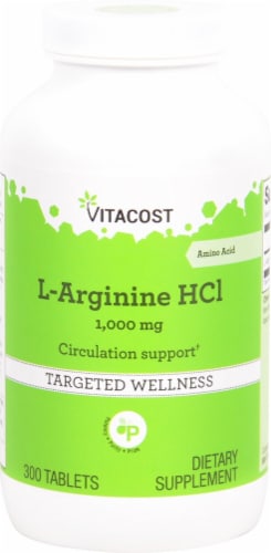 Vitacost L-Arginine HCl Tablets 1000 mg Perspective: front