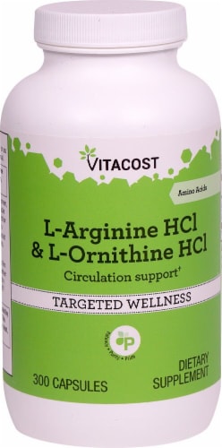 Vitacost L-Arginine HCl & L-Ornithine HCl Targeted Wellness Capsules Perspective: front