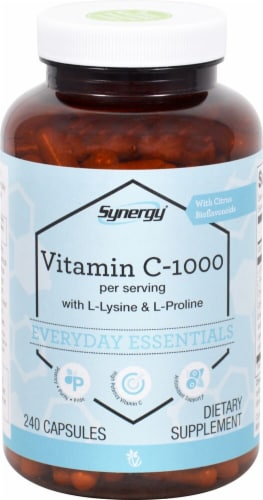 Vitacost Synergy Vitamin C-1000 Everyday Essentials Capsules Perspective: front