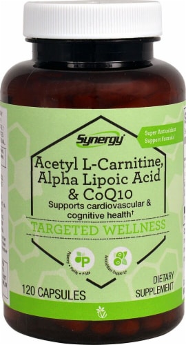 Vitacost Synergy Targeted Wellness Acetyl L-Carnitine Alpha Lipoic Acid & CoQ10 Capsules Perspective: front