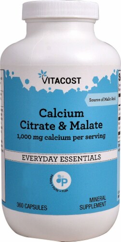Vitacost Calcium Citrate & Malate Capsules 1000 mg Perspective: front