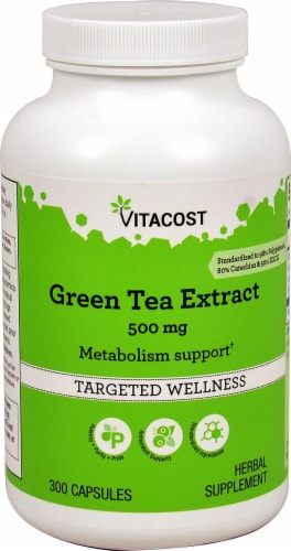 Vitacost Green Tea Extract Capsules 500mg Perspective: front