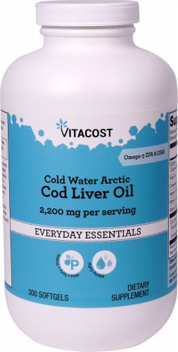 Vitacost Cold Water Arctic Cod Liver Oil Dietary Supplement Perspective: front