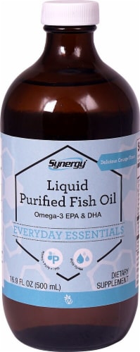 Vitacost Synergy Orange Flavored Liquid Purified Fish Oil Omega-3 EPA & DHA Perspective: front