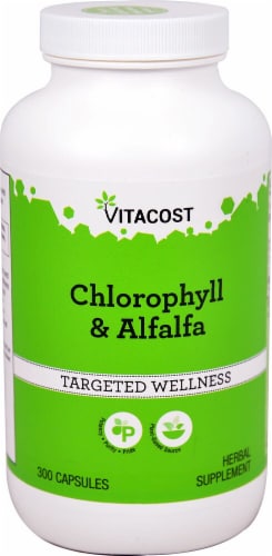 Vitacost Chlorophyll & Alfalfa Targeted Wellness Capsules Perspective: front
