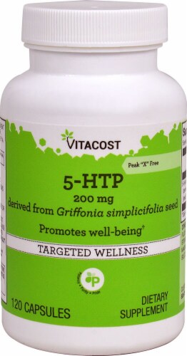 Vitacost 5-HTP Targeted Wellness Capsules 200mg Perspective: front