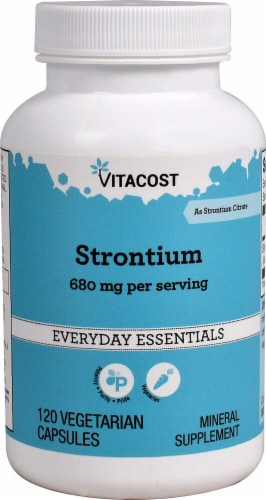 Vitacost Strontium Mineral Supplement Vegetarian Capsules 680mg Perspective: front