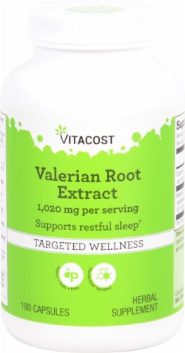 Vitacost Valerian Root Extract Capsules 1020mg Perspective: front