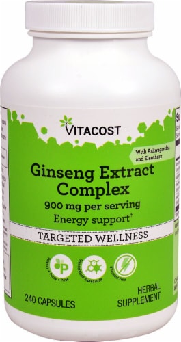 Vitacost Ginseng Extract Complex Capsules 900mg Perspective: front