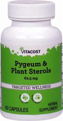 Vitacost Pygeum & Plant Sterols Capsules 62.5mg Perspective: front