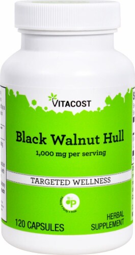 Vitacost Black Walnut Hull Herbal Supplement Capsules 1000mg Perspective: front