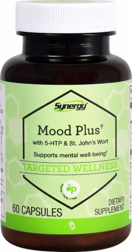 Vitacost Synergy Mood Plus with 5-HTP & St. John's Wort Dietary Supplement Perspective: front