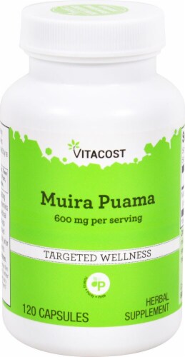Vitacost Muira Puama Herbal Supplement Capsules 600mg Perspective: front