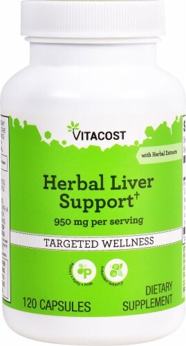 Vitacost Herbal Liver Support Dietary Supplement Capsules 950mg Perspective: front