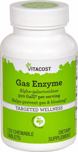 Vitacost Gas Enzyme Alpha-galactosidase Chewable Tablets Perspective: front