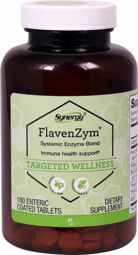 Vitacost Synergy FlavenZym Systemic Enzyme Blend Enteric Coated Tablets Perspective: front