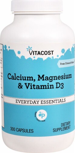 Vitacost Calcium Magnesium & Vitamin D3 Everyday Essentials Capsules Perspective: front