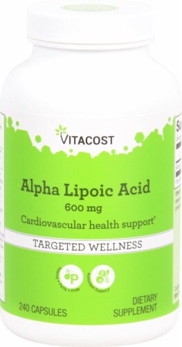 Vitacost Alpha Lipoic Acid Capsules 600mg Perspective: front