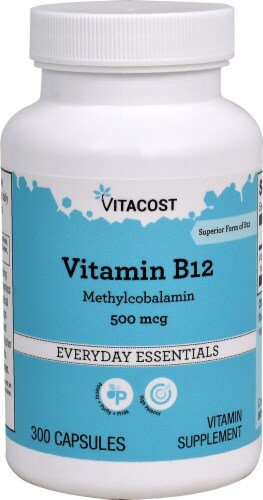 Vitacost Vitamin B-12 Everyday Essentials Capsules Perspective: front