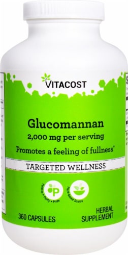 Vitacost Glucomannan Herbal Supplement Capsules 2000mg Perspective: front