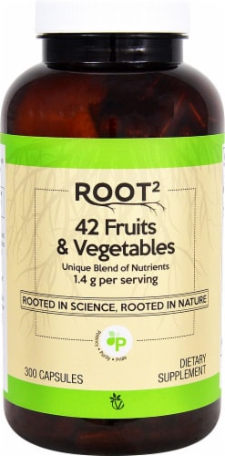 Vitacost Root2 42 Fruits & Vegetables Dietary Supplement Capsules Perspective: front