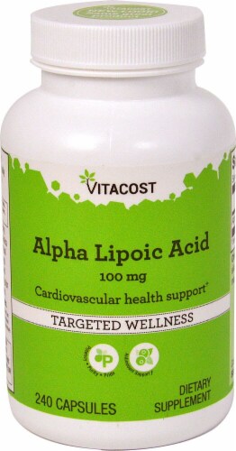 Vitacost Alpha Lipoic Acid Capsules 100mg Perspective: front