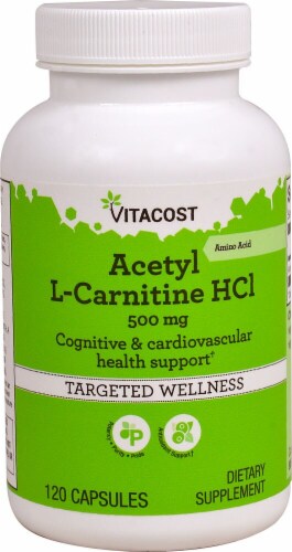 Vitacost Acetyl L-Carnitine HCl Targeted Wellness Capsules 500mg Perspective: front